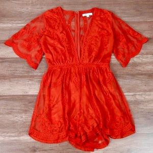 NEW! Red Lace Romper